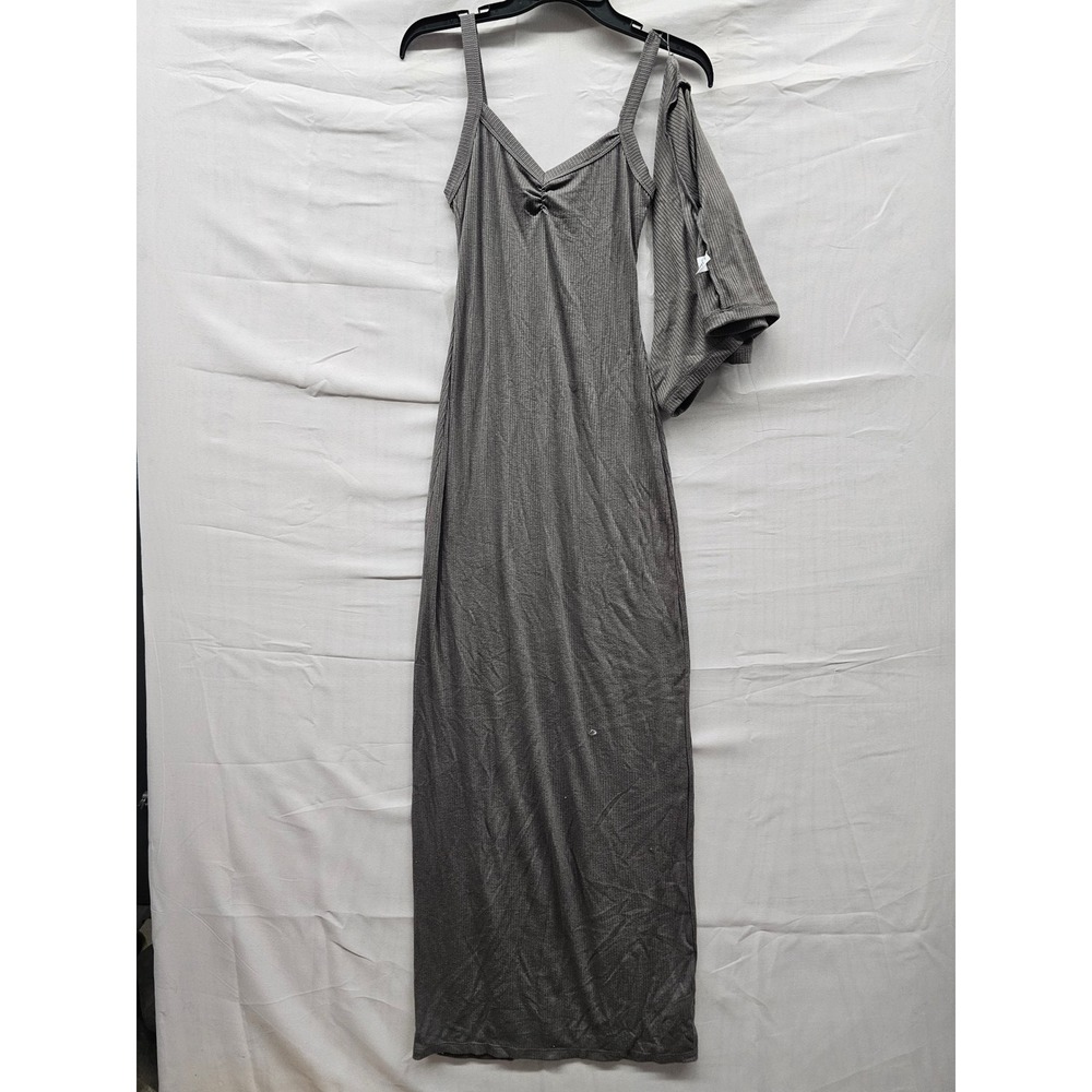 Wild Fable Womens Ribbed Maxi Dress Crop Top Set Gray Rayon Blend Casual Size M